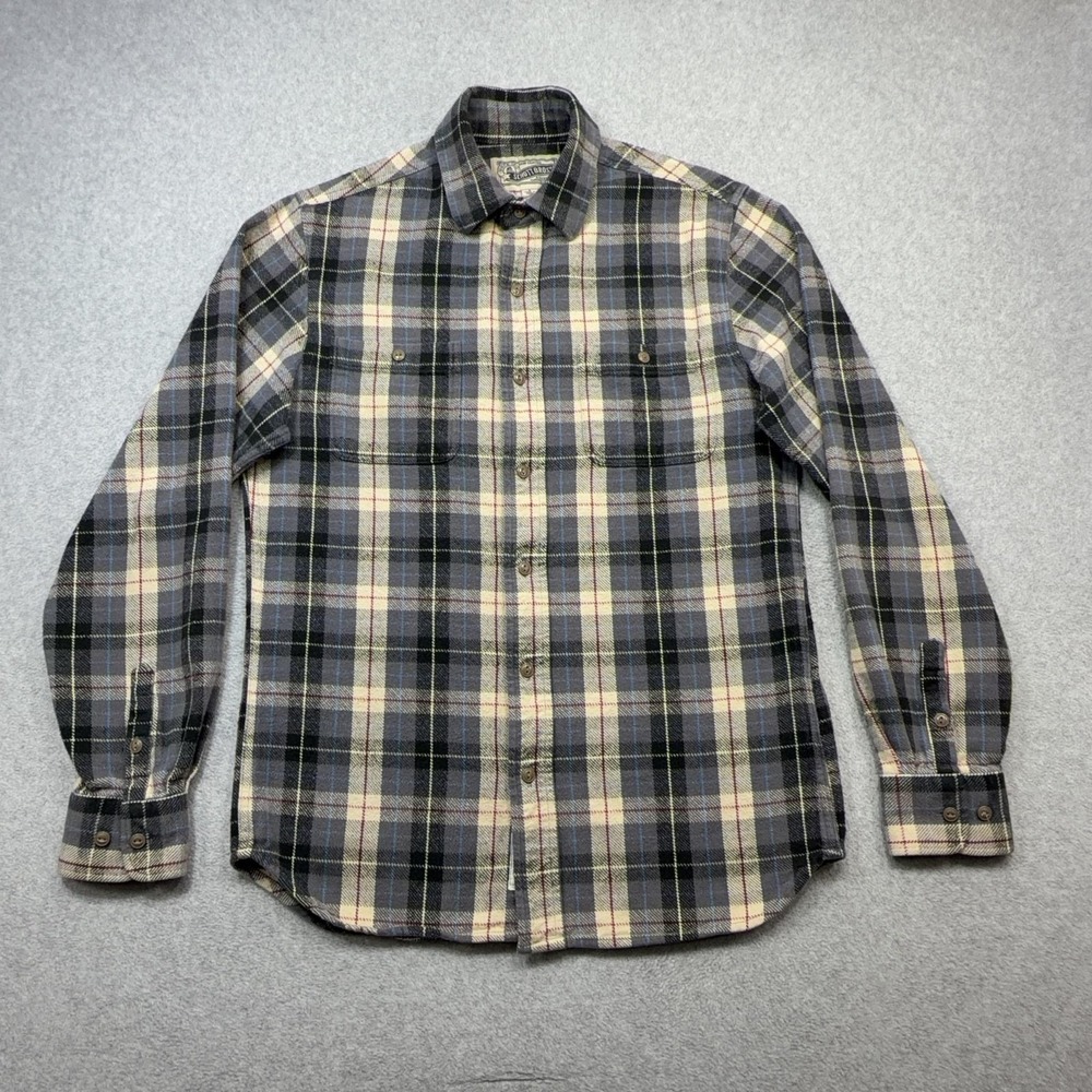 Schott Bros Shirt Mens Small Gray Plaid Flannel Rugged Long Sleeve Button Cotton